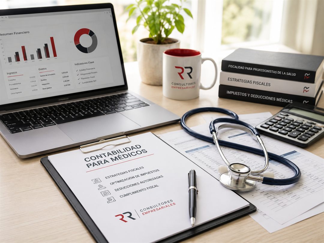 Contabilidad para médicos en Torreón con estetoscopio y reportes fiscales